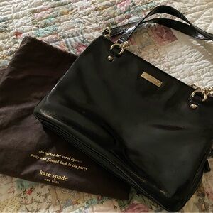 SOLD Kate Spade Black Shoulder Bag with Silver Chain Hardware